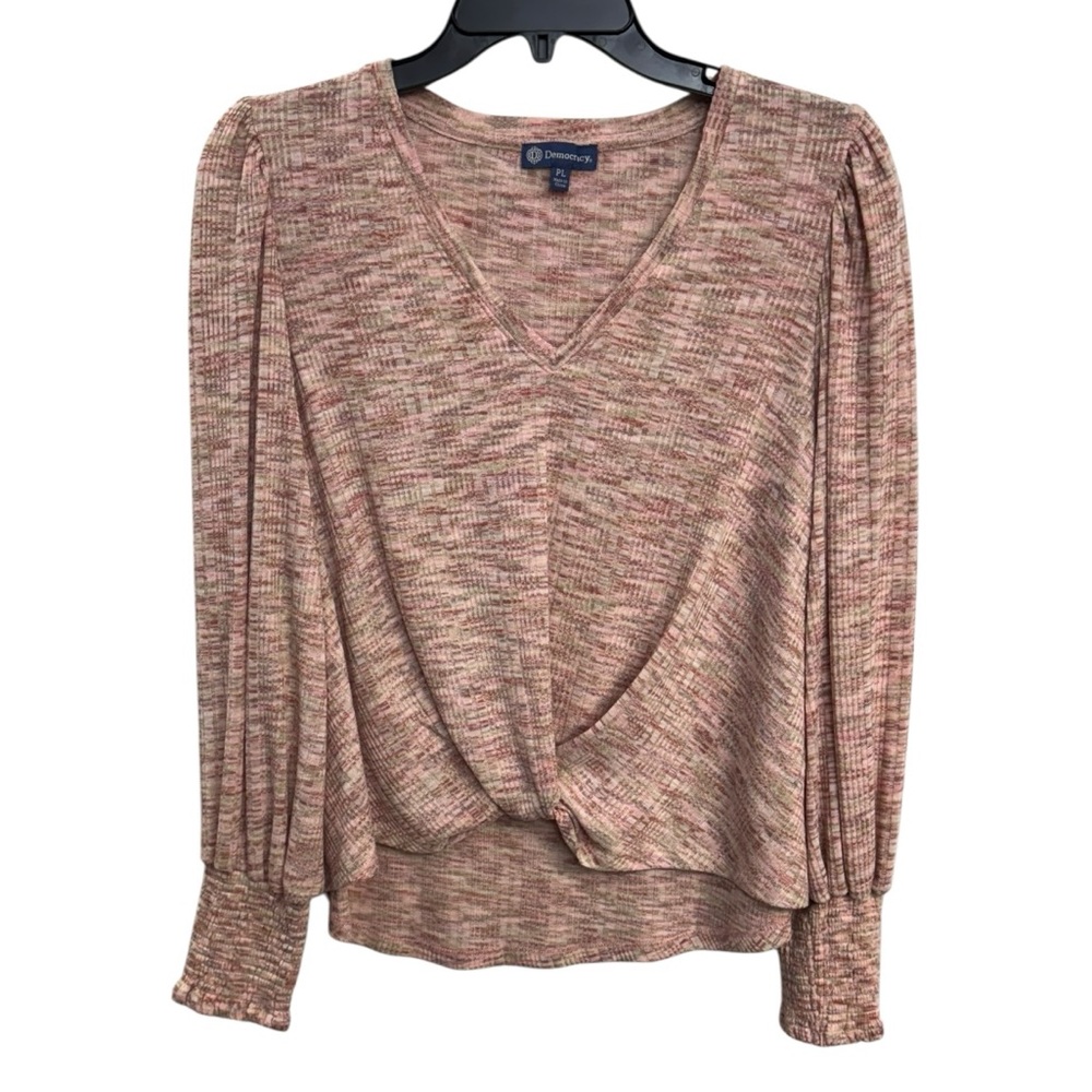 Democracy Women’s Textured Knit Blouse - Pink and Cream Size PL/PXL *2243